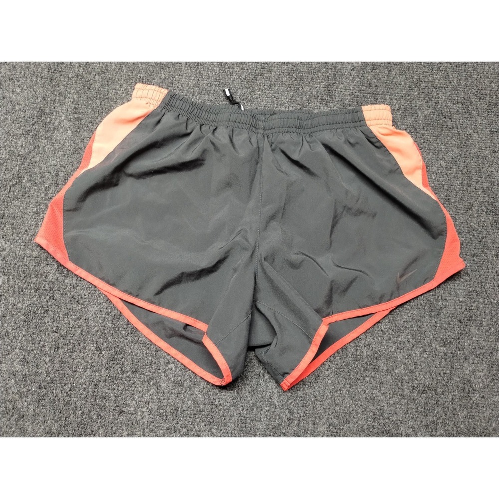 Nike Shorts Women Medium Gray Red Dri Fit Athletic Running Swoosh Drawstrings